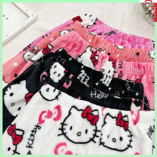 Sanrio Hello Kitty Y2K Women'S Pajama Shorts Summer Home Casual Shorts Loose Printed Plush Shorts Gift